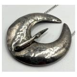 Sterling Silver Crescent Pendant Necklace - 9-Inch Chain, 1.75-Inch Pendant (925)