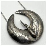 Sterling Silver Crescent Pendant Necklace - 9-Inch Chain, 1.75-Inch Pendant (925)