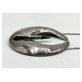 Sterling Silver Crescent Pendant Necklace - 9-Inch Chain, 1.75-Inch Pendant (925)
