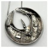 Sterling Silver Crescent Pendant Necklace - 9-Inch Chain, 1.75-Inch Pendant (925)