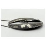 Sterling Silver Crescent Pendant Necklace - 9-Inch Chain, 1.75-Inch Pendant (925)