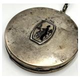 Antique Double-Sided Compact Mirror with Cord - 2.5in Mirror / 1.5in Makeup Side - 6in Cord