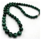 Malachite Bead Necklace - 9-Inch Length, 0.25-Inch Beads