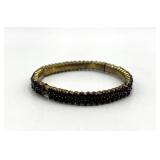 Garnet Bead Bracelet - 2.25 in Dia, 0.25 in W - Gold-Tone