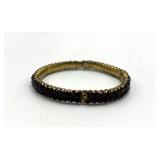 Garnet Bead Bracelet - 2.25 in Dia, 0.25 in W - Gold-Tone