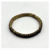 Garnet Bead Bracelet - 2.25 in Dia, 0.25 in W - Gold-Tone