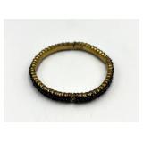 Garnet Bead Bracelet - 2.25 in Dia, 0.25 in W - Gold-Tone