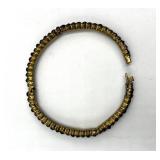 Garnet Bead Bracelet - 2.25 in Dia, 0.25 in W - Gold-Tone