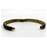 Garnet Bead Bracelet - 2.25 in Dia, 0.25 in W - Gold-Tone