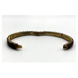 Garnet Bead Bracelet - 2.25 in Dia, 0.25 in W - Gold-Tone