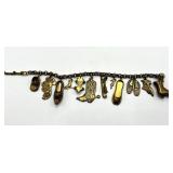 Vintage Shoe Charm Bracelet - 78-Inch Gold-Tone Length with Boots & Slippers Charms