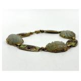 Chinoiserie Enamel Dragon Bracelet with Jade Drops - 7 in Length