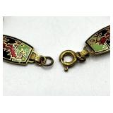 Chinoiserie Enamel Dragon Bracelet with Jade Drops - 7 in Length
