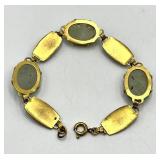 Chinoiserie Enamel Dragon Bracelet with Jade Drops - 7 in Length