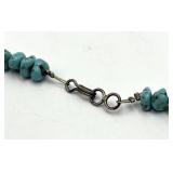 Red Coral & Turquoise Bead Necklace - 8 in Length
