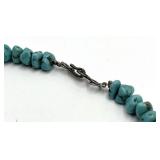 Red Coral & Turquoise Bead Necklace - 8 in Length