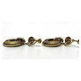 Gold-Tone Beaded Circular Hoop Earrings, 1 in Diameter, 1.5 in Length, Screw-Back