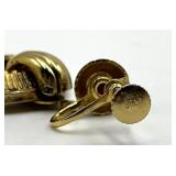 Gold-Tone Beaded Circular Hoop Earrings, 1 in Diameter, 1.5 in Length, Screw-Back