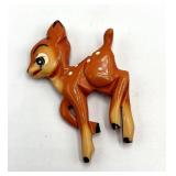 Bambi Bakelite Deer Brooch Pin - Vintage Orange w/ White Spots, 3.5x2.5x0.25 in