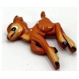 Bambi Bakelite Deer Brooch Pin - Vintage Orange w/ White Spots, 3.5x2.5x0.25 in