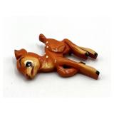 Bambi Bakelite Deer Brooch Pin - Vintage Orange w/ White Spots, 3.5x2.5x0.25 in