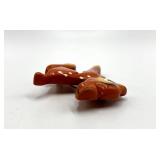 Bambi Bakelite Deer Brooch Pin - Vintage Orange w/ White Spots, 3.5x2.5x0.25 in