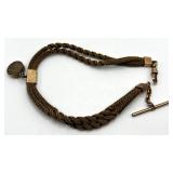 Watch Fob with Locket on Braided Rope Chain - 13.5 in Long, 0.75 in Dia