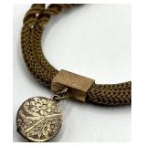 Watch Fob with Locket on Braided Rope Chain - 13.5 in Long, 0.75 in Dia