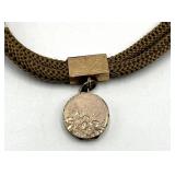 Watch Fob with Locket on Braided Rope Chain - 13.5 in Long, 0.75 in Dia