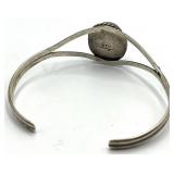 Sterling Gaspeite Bracelet - Green Oval Cabochon, 0.75 x 0.65 in, Band 2.5 x 2.25 in