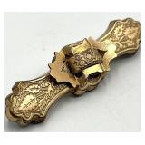 Victorian Bar Brooch with Spinning Center - 2.25 x 0.65 In