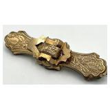 Victorian Bar Brooch with Spinning Center - 2.25 x 0.65 In
