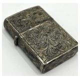 Lighter - Engraved Floral Scroll Pattern, Vintage 2.25 x 1.5 x 0.5 in