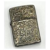 Lighter - Engraved Floral Scroll Pattern, Vintage 2.25 x 1.5 x 0.5 in