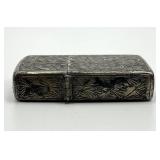 Lighter - Engraved Floral Scroll Pattern, Vintage 2.25 x 1.5 x 0.5 in