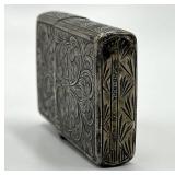 Lighter - Engraved Floral Scroll Pattern, Vintage 2.25 x 1.5 x 0.5 in