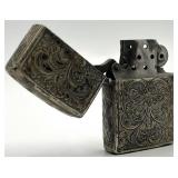 Lighter - Engraved Floral Scroll Pattern, Vintage 2.25 x 1.5 x 0.5 in