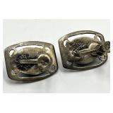 Sterling Silver 925 Screw-On Earrings - Carved Smoky Quartz Cabochons (Lot of 2)