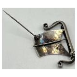 Sterling Denmark Ship Brooch Pin - 1 in x 1.5 in