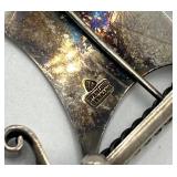Sterling Denmark Ship Brooch Pin - 1 in x 1.5 in