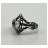 Diamond Ring 925 Sterling Silver - Size 6.5, 0.25 x 0.25 Center Stone