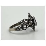 Diamond Ring 925 Sterling Silver - Size 6.5, 0.25 x 0.25 Center Stone