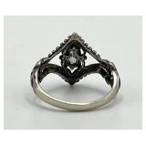 Diamond Ring 925 Sterling Silver - Size 6.5, 0.25 x 0.25 Center Stone