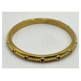 Gold-Tone Bangle Bracelet with Purple Stones, 3 Inch Diameter, 0.15 Inch Wide