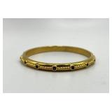 Gold-Tone Bangle Bracelet with Purple Stones, 3 Inch Diameter, 0.15 Inch Wide