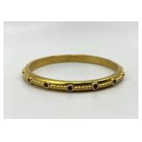 Gold-Tone Bangle Bracelet with Purple Stones, 3 Inch Diameter, 0.15 Inch Wide