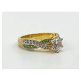 Joyce Birthstone Swirl Ring - Custom Size 7, Center Stone 0.25in Dia