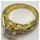 Joyce Birthstone Swirl Ring - Custom Size 7, Center Stone 0.25in Dia