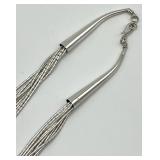 Sterling Silver Multi-Strand Bead Necklace - 11 in L, 3 in W, Ends 1.75 in