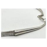 Sterling Silver Multi-Strand Bead Necklace - 11 in L, 3 in W, Ends 1.75 in